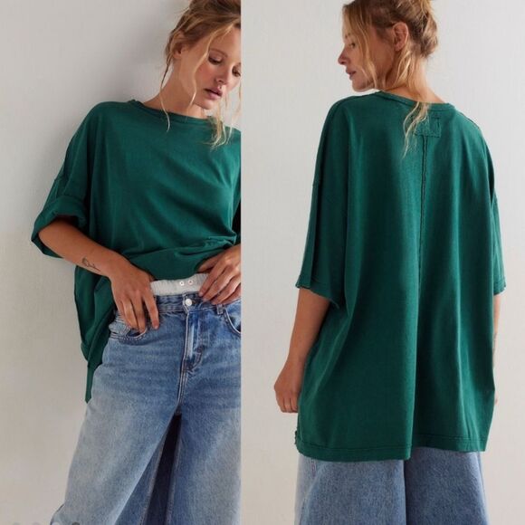 Free People We The Free Devon Tee Rain Forest Green - Picture 7 of 15